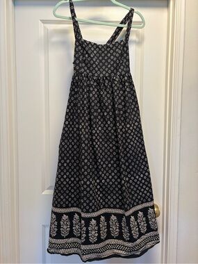 J. Crew Black Midi Sundress with White Floral Border